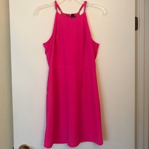 VERY J Halter Mini Dress (Pink) w Keyhole Detail